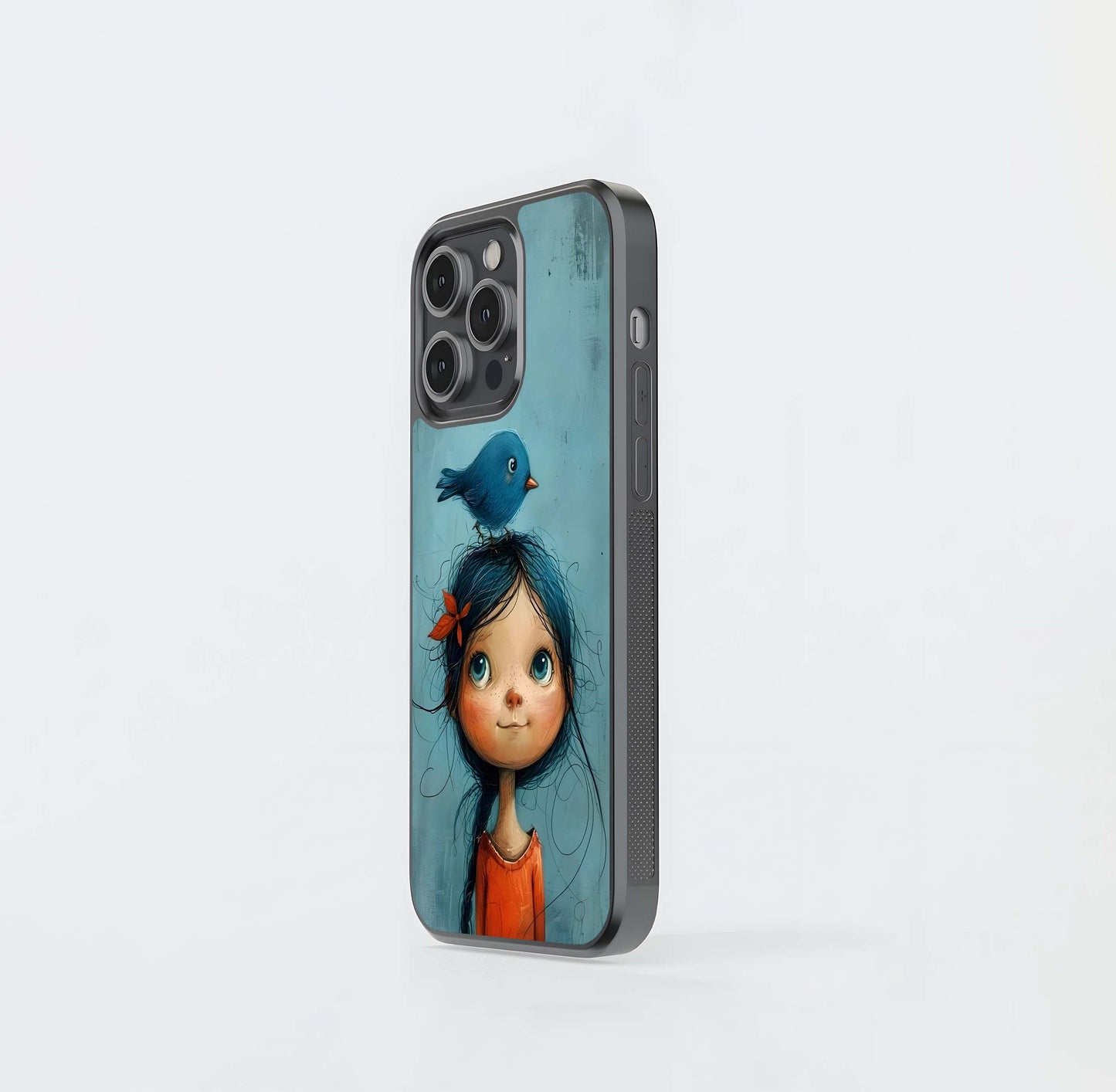The Girl with the Blue Bird Glass Case