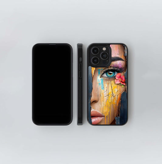 Painted Eye Crackle Glass Case