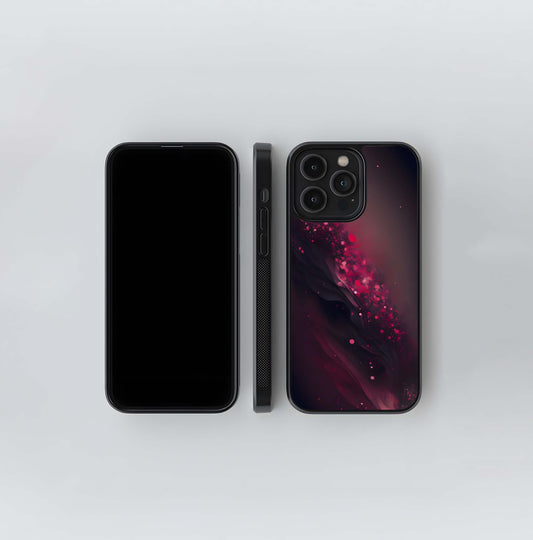 Deep Crimson Abstract Glitch Glass Case