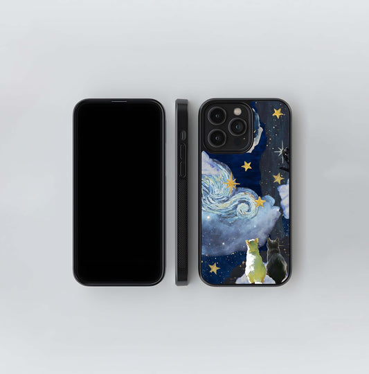 Two cats Vangog Glass Case