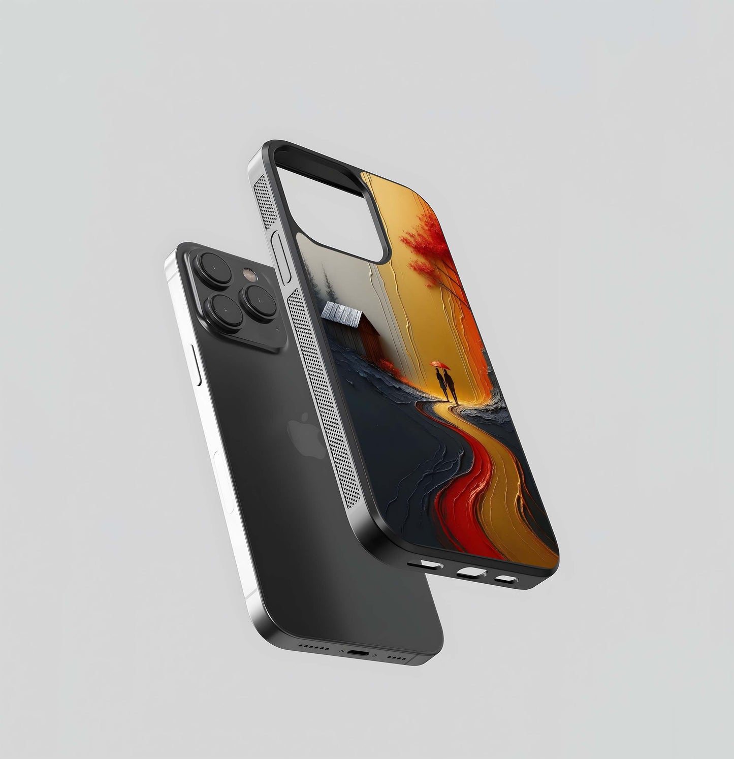 Palette Knife Autumn Road Glass Case