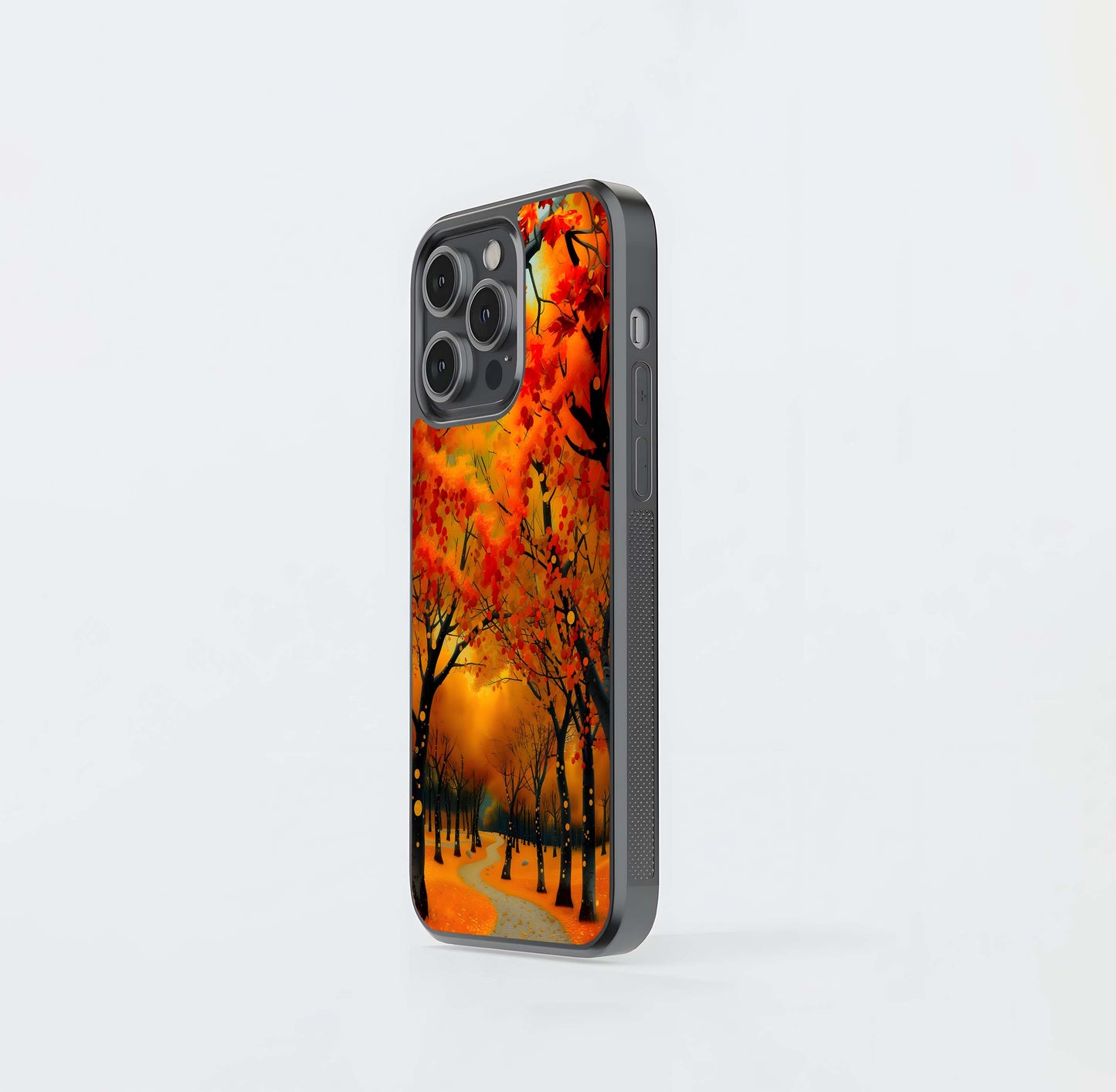 Vibrant Autumn Forest Path Glass Case