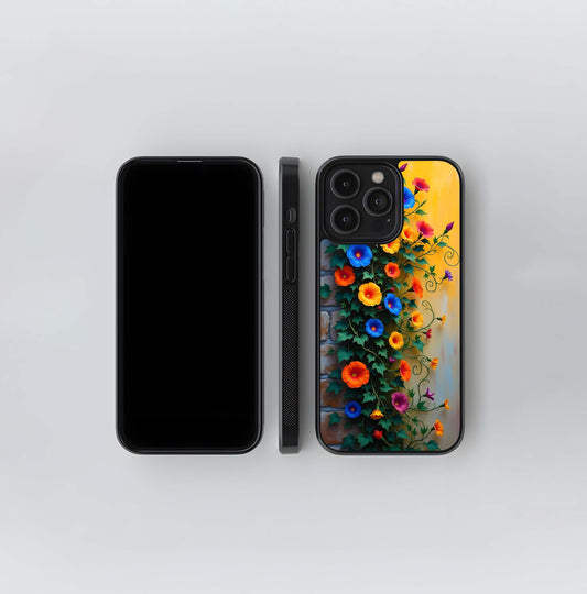 Vibrant Morning Glory Cascade Glass Case