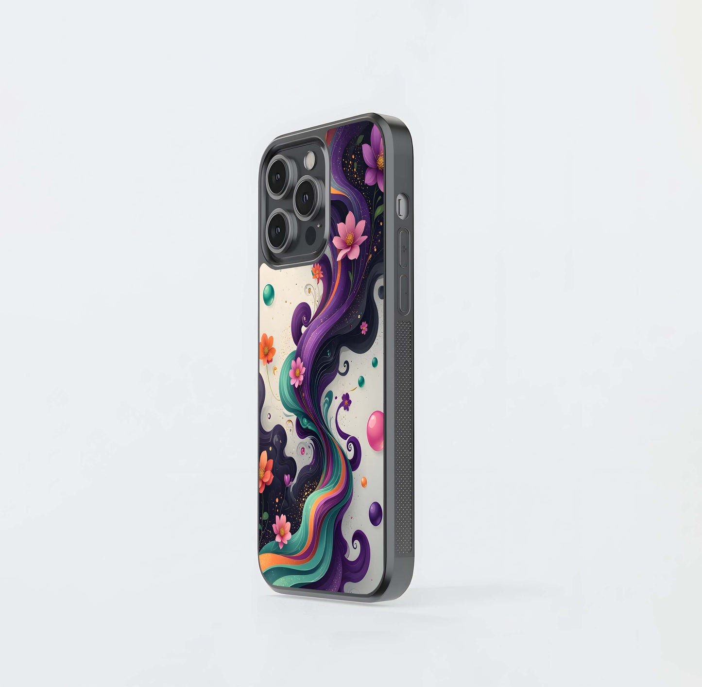 Vibrant Swirl Bloom Glass Case