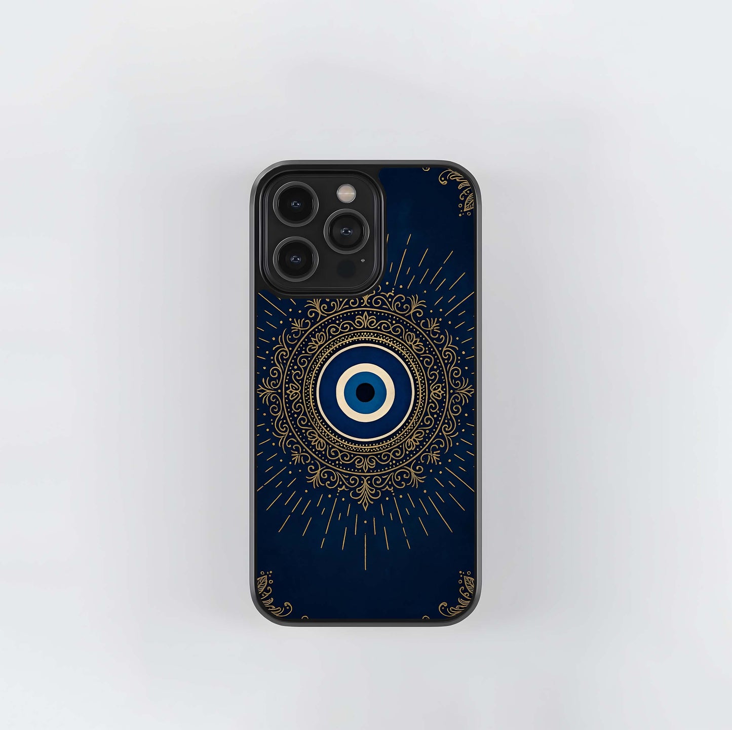 Golden Evil Eye Mandala Glass Case