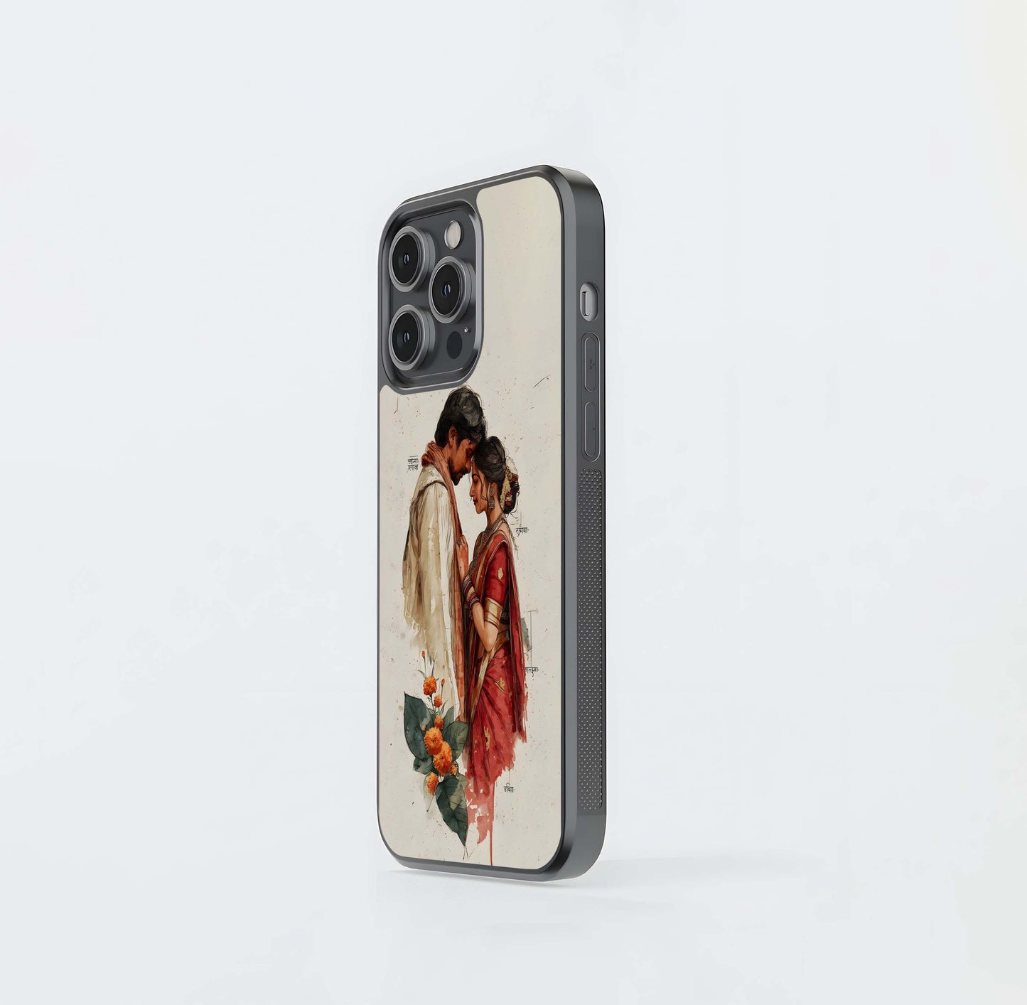 Watercolor Indian Couple Glass Case