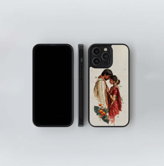 Watercolor Indian Couple Glass Case