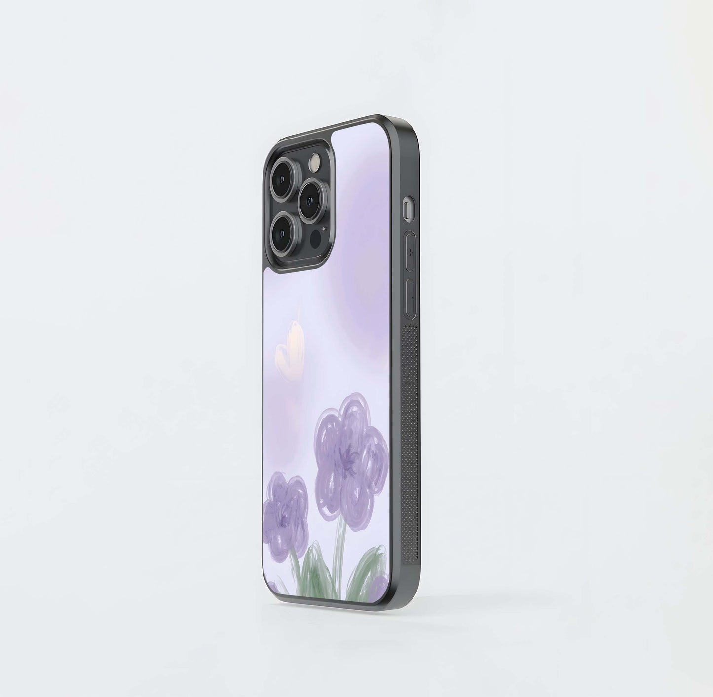 Whimsical Lilac Flower Glass Case