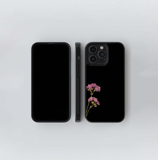 Pink Flower with Black background Glass Case