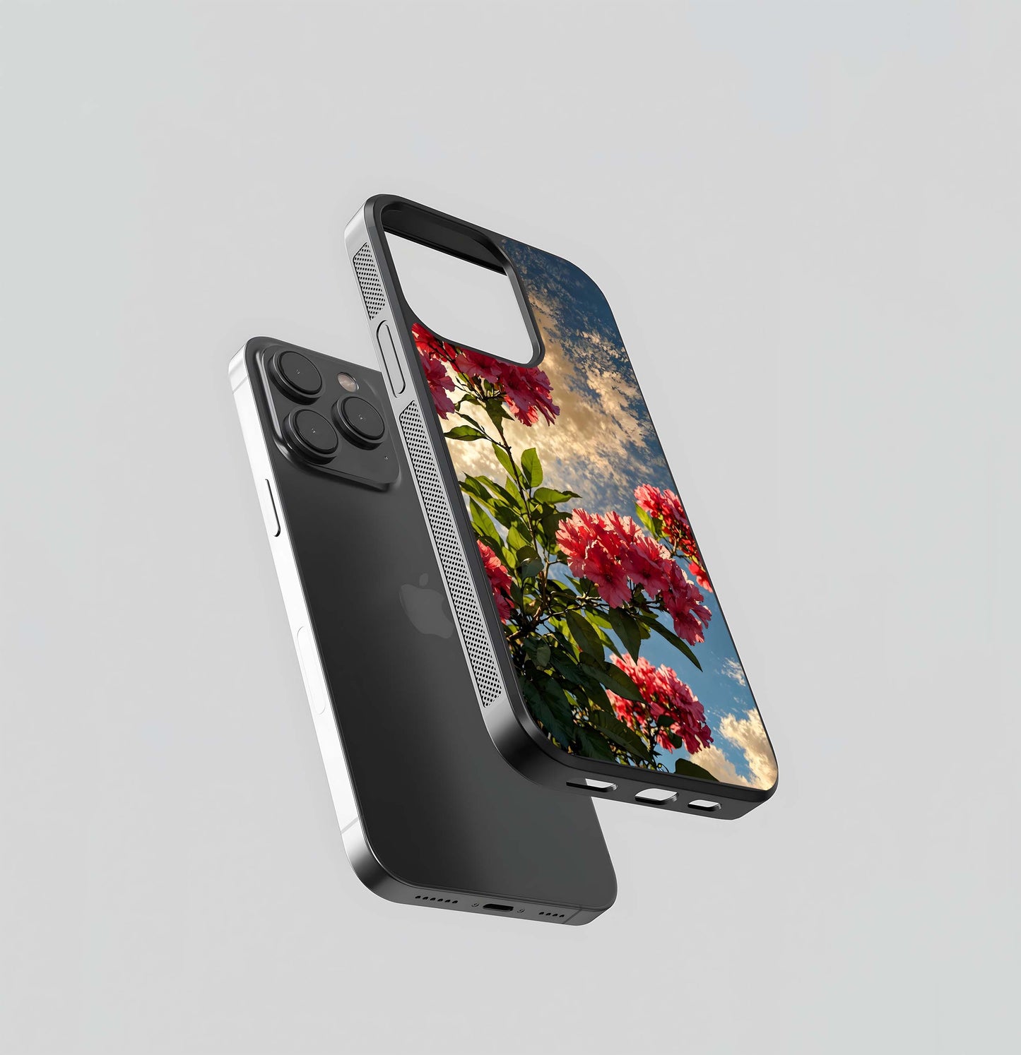 Red Bloom Skies Glass Case