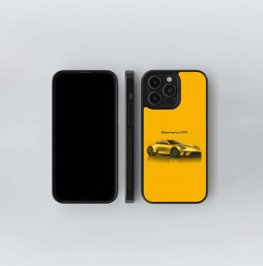 Yellow Porsche Carrera RSR Concept Art Glass Case