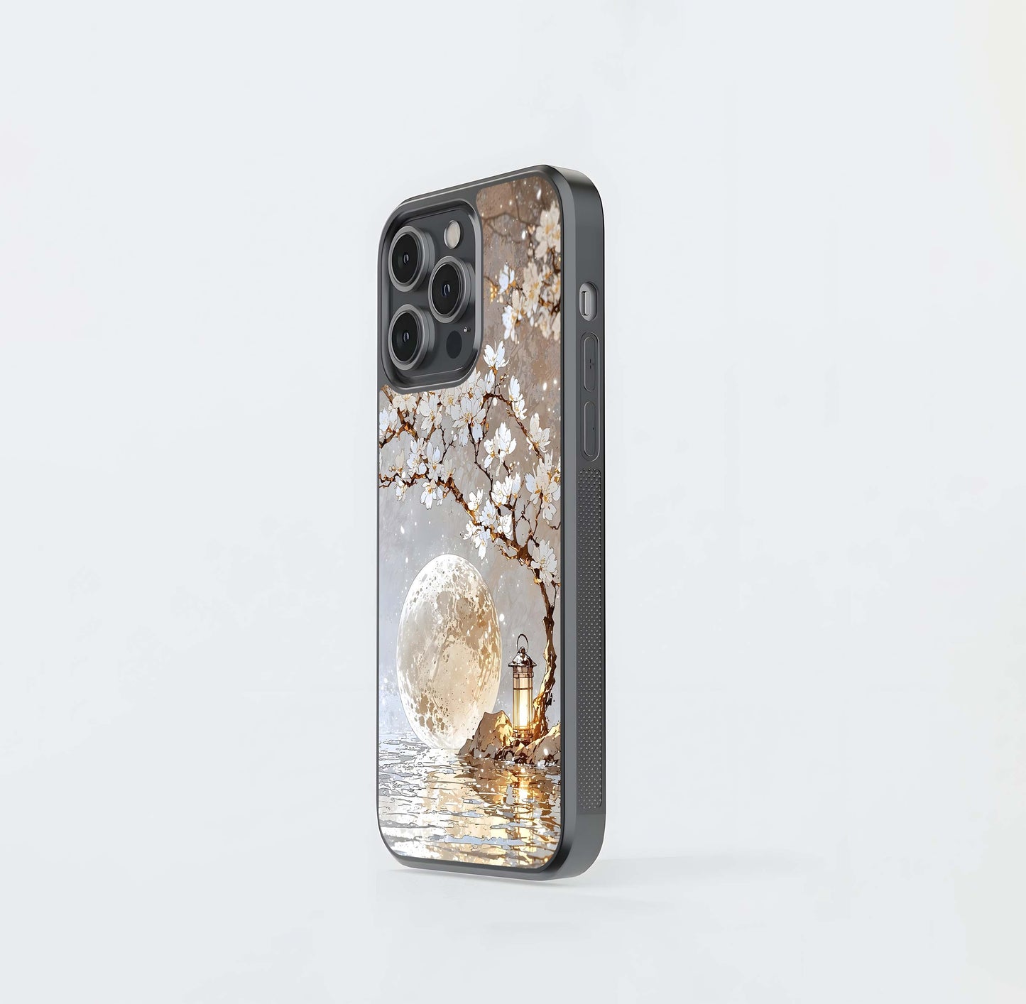 Silver Blossom Glow Glass Case