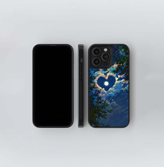 Heart with Moon Sky Glass Case