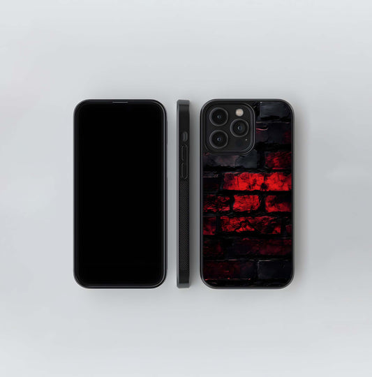 Red and Black Brick Texture Glass Case