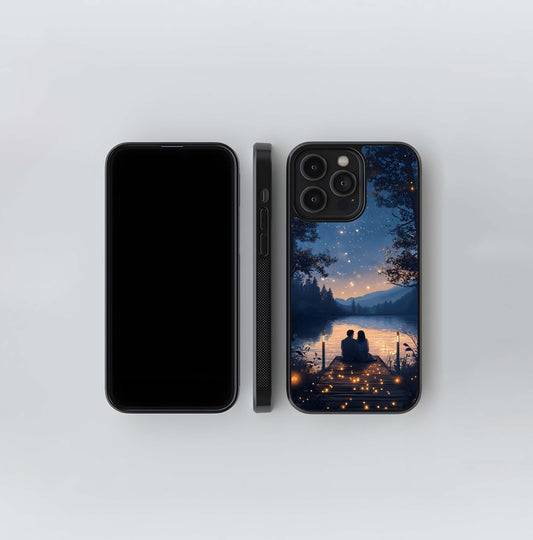 Feel the serenity of stargazing by the lake Glass Case