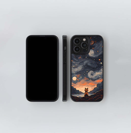 Alone Cat Sitting Glass Case