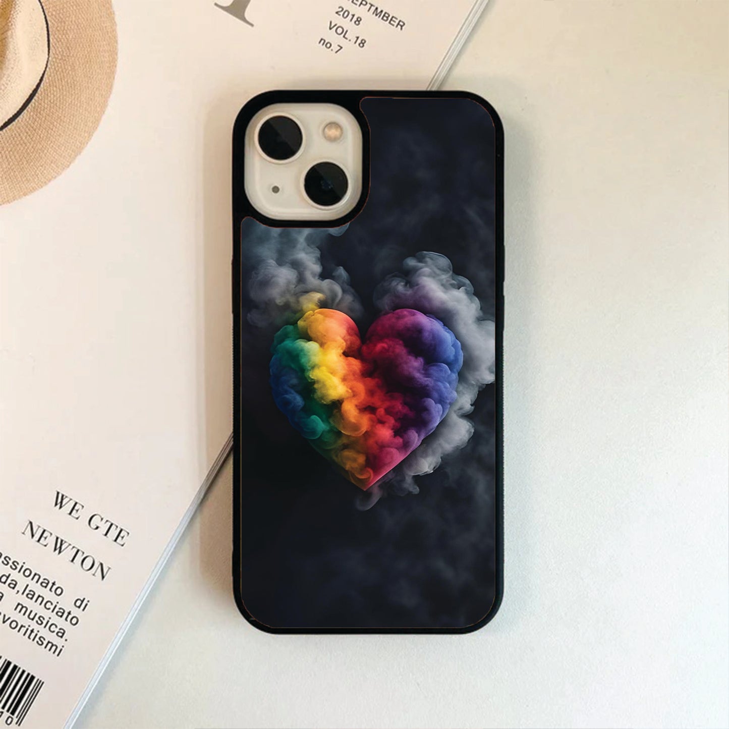 Colorful Heart Themed Glass Case / Cover
