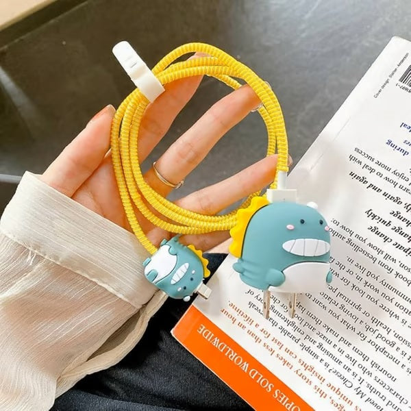 Cute Dinosaur charger case & protector Cable APPLE IPHONE SILICON CASE Adorable and functional charging accessory