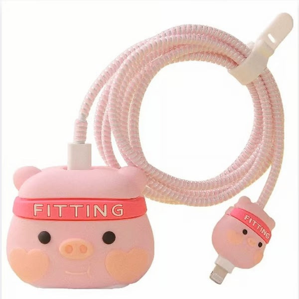 Cute Piggy charger case & protector Cable APPLE IPHONE SILICON CASE Adorable and functional pig-themed USB charger