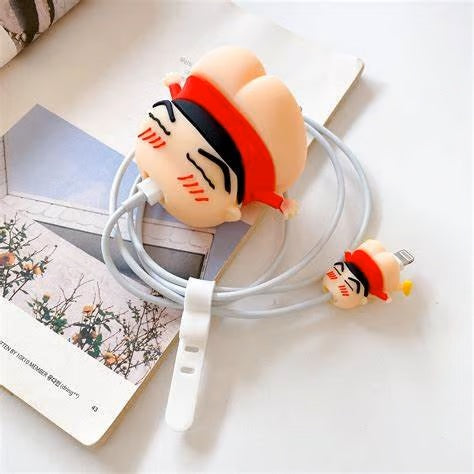 Cute shinchan Cartoon charger case & protector Cable APPLE IPHONE SILICONE CASE Adorable and Functional Charging Cable