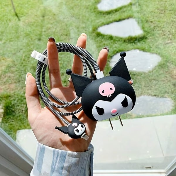 Kuromi-Themed charger case & protector Cable APPLE IPHONE SILICON CASE Cute and Unique Charging Accessory