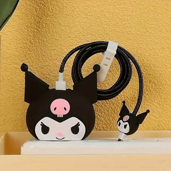 Kuromi-Themed charger case & protector Cable APPLE IPHONE SILICON CASE Cute and Unique Charging Accessory