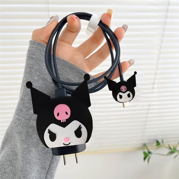 Kuromi-Themed charger case & protector Cable APPLE IPHONE SILICON CASE Cute and Unique Charging Accessory