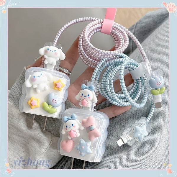 hello cute kitty sweets charger case & protector Cable APPLE IPHONE SILICON CASE Adorable animal-themed charger case and cable protector