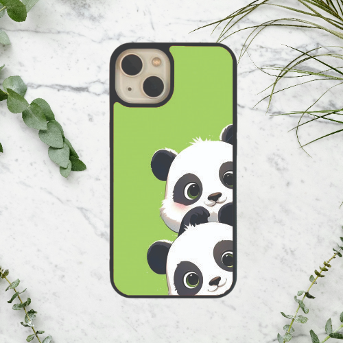 Cute Two Panda Themed Glass Case / Cover