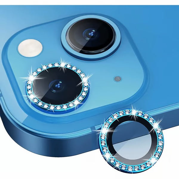 iPhone 13 Series Diamond Camera Lens Protector for Apple | HD Clear Real Glass Protection + Metal Alloy Full Fit Lens Ring Cover Sparkling diamond-encrusted camera lens protector