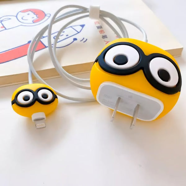 minions cartoon charger case & protector Cable APPLE IPHONE SILICON CASE Charger Case