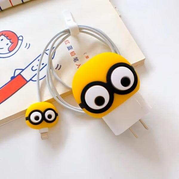 minions cartoon charger case & protector Cable APPLE IPHONE SILICON CASE Charger Case