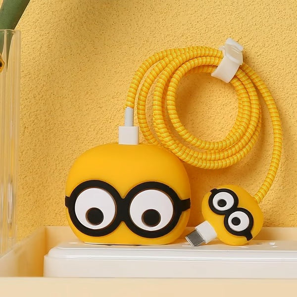 minions cartoon charger case & protector Cable APPLE IPHONE SILICON CASE Charger Case