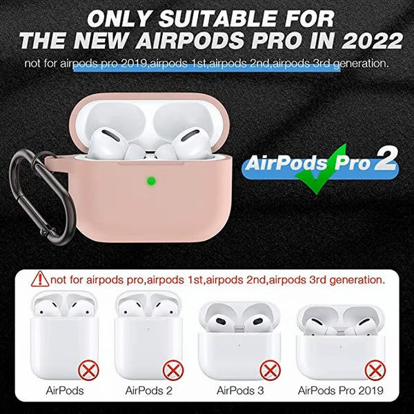 pink Protective SILICON Airpods Case Cover For AIRPODS PRO 2 Impact Resistant Design AIRPODS PRO 2