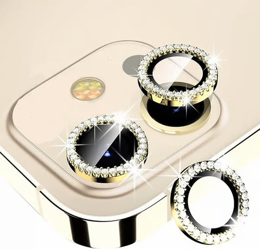 Diamond Camera Lens Protector for Apple iPhone 11 & 12 Series | HD Clear Real Glass Protection + Metal Alloy Full Fit Lens Ring Cover Elegant lens protection with rhinestones