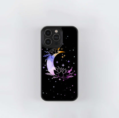 Watercolor Moon & Lotus Glass Case