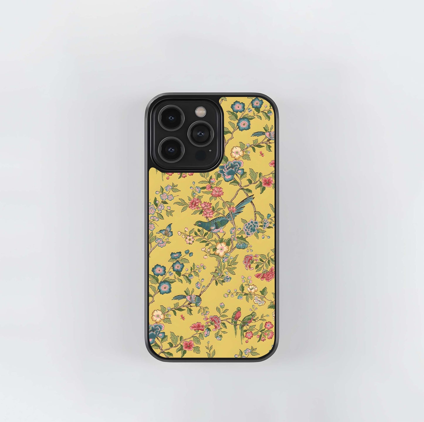 Yellow Crayon style floral Glass Case