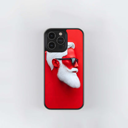 Red and White Santa Head Glass Case