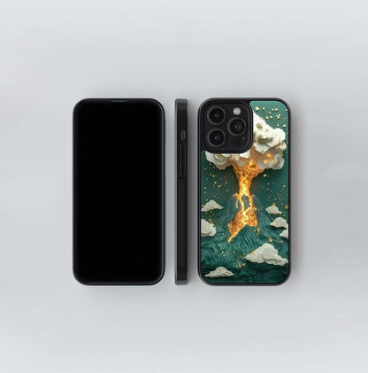 Golden Lava Burst Glass Case