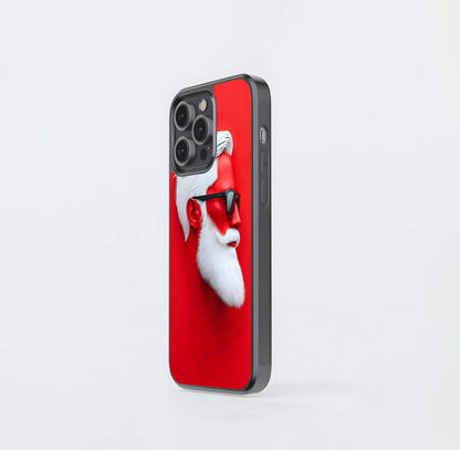 Red and White Santa Head Glass Case