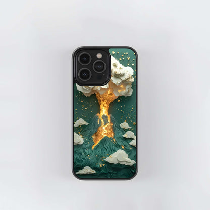 Golden Lava Burst Glass Case