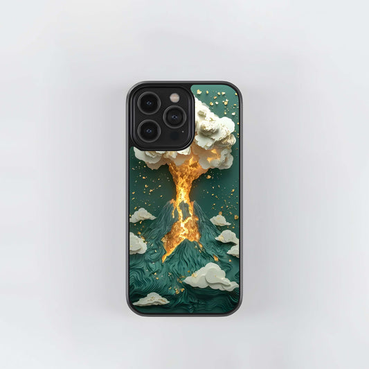 Golden Lava Burst Glass Case