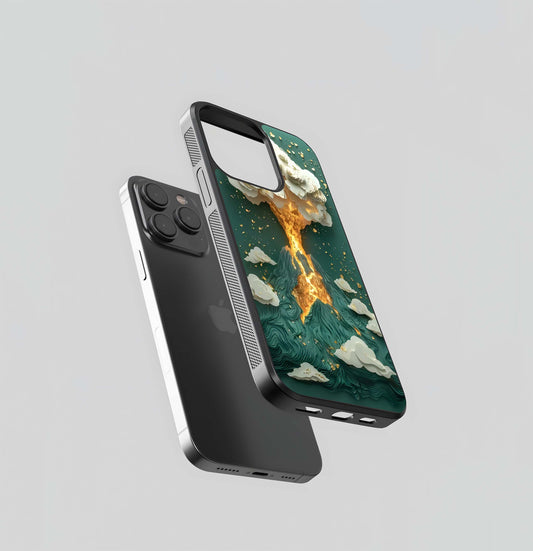 Golden Lava Burst Glass Case