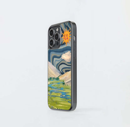 Yellow Illusion Sun Scenery Glass Case