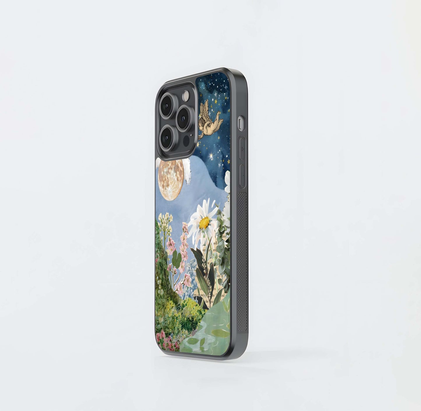 Angel under starlit floral Glass Case
