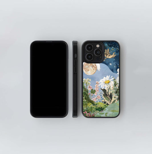 Angel under starlit floral Glass Case