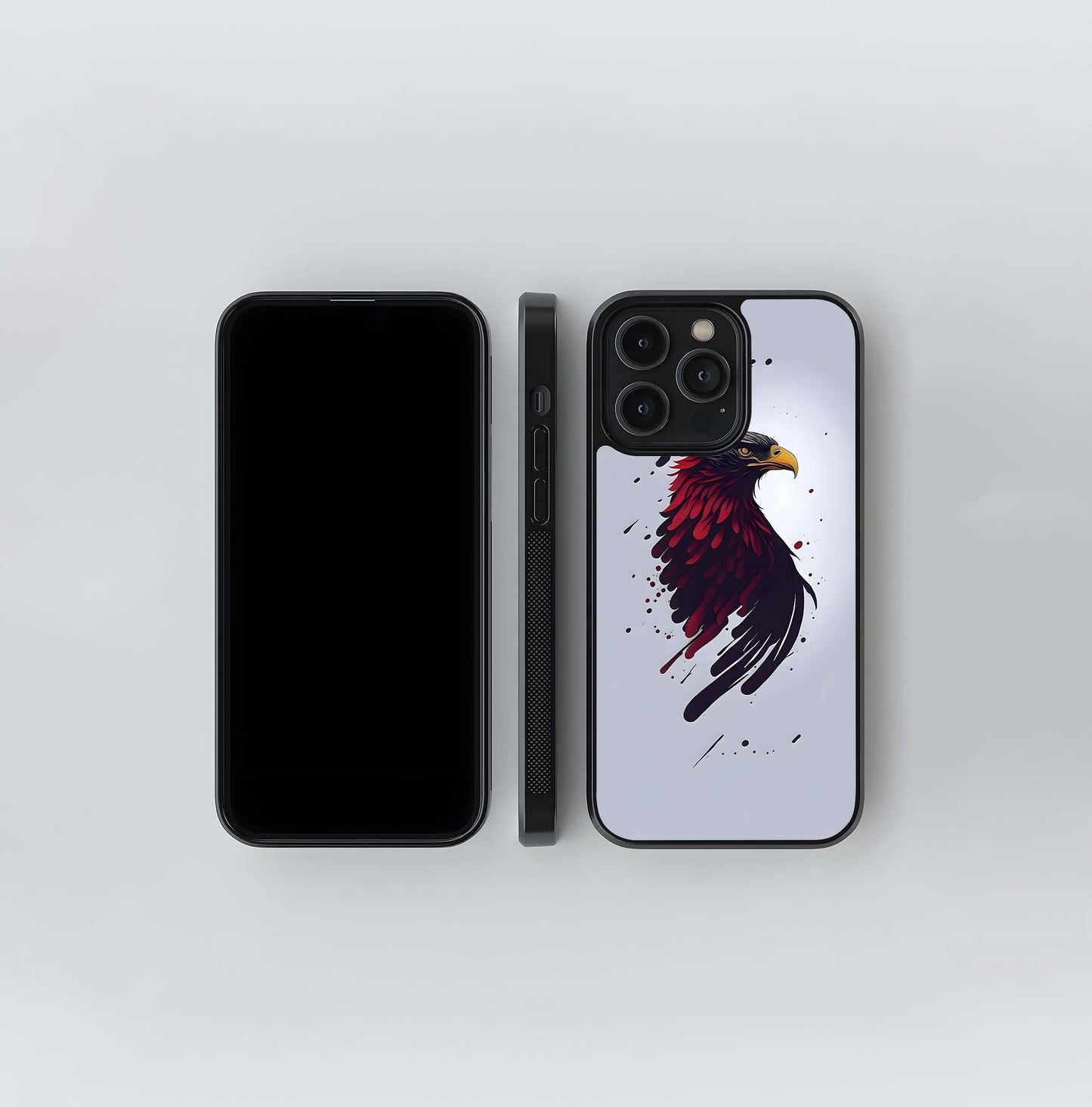 Red Feathers Eagle Illustration Glass Case