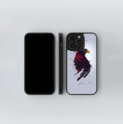 Red Feathers Eagle Illustration Glass Case