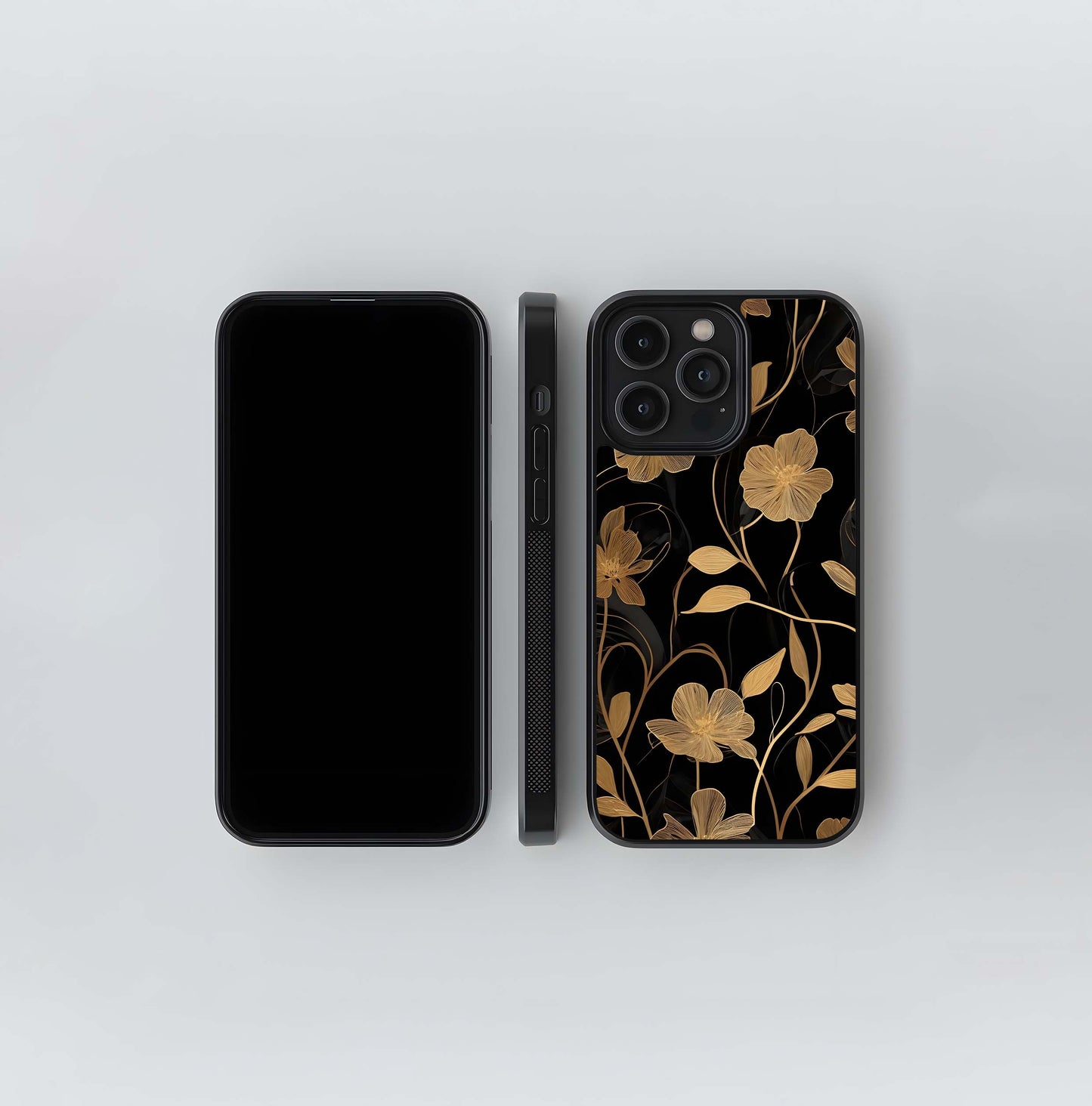 Golden Petal Flow Glass Case