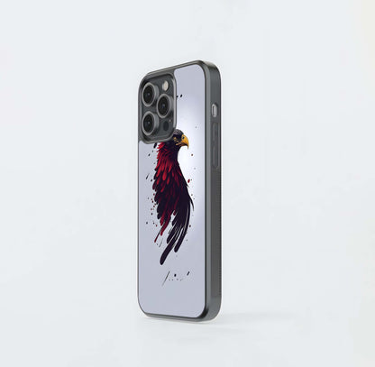 Red Feathers Eagle Illustration Glass Case